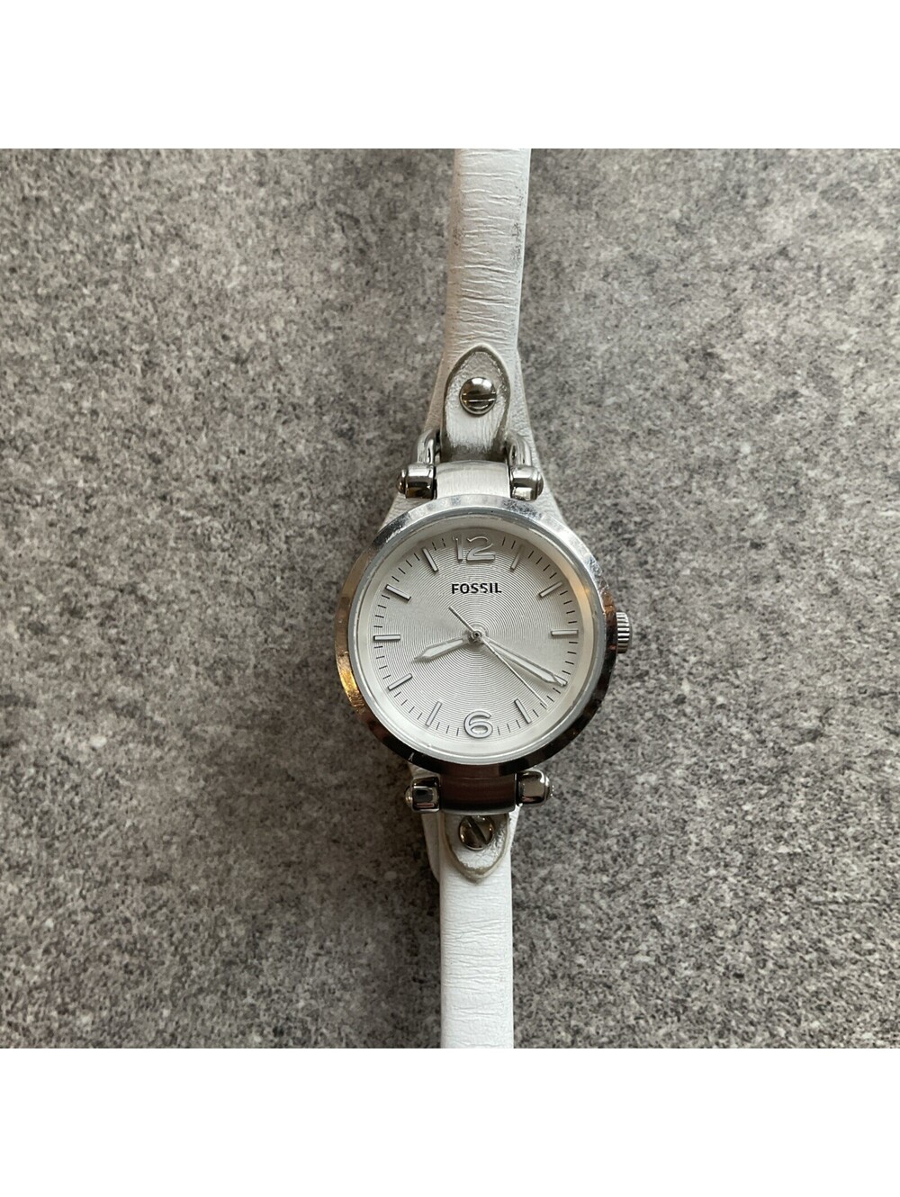 Fossil Georgia Watch ES3267 Womens 26mm Case White Leather Bund Strap Quartz A15
